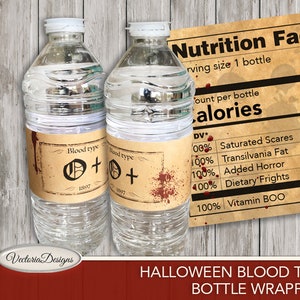 Halloween Labels, Vampire Blood Labels, Halloween Wrappers, Bottle Labels, Vampire Decoration, Halloween Blood Type, Digital Art, 001669 image 1