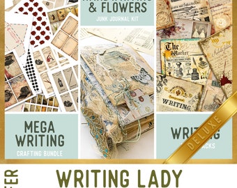 Writing Lady DELUXE Offer, Crafting Printables, Writing Journal Kit, Writing Papers, Journal Pages, Journal Ephemera, Craft Kit, DIY 002847