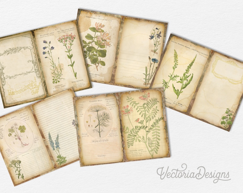 Aromatic Herbs Junk Journal Kit, Junk Journal Supplies, Junk Journal Printables, Junk Journal Ephemera, DIY Kit, Digital Journal Kit 002263 image 4