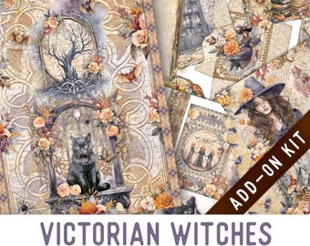 Victorian Witches Junk Journal Kit ADD-ON, Printable Halloween Junk Journal Pages Journal Kit Craft kits Vintage Junk Journal 003498