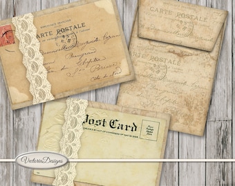 Junk Journal Embellishments, Scrapbook Digital, Vintage Postcards, Vintage Envelopes, Printable Envelopes, Digital Envelopes 001512