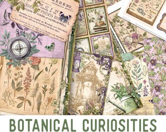 Botanical Curiosities Junk Journal Kit, Botanical Junk Journal Kit Crafting Printables Embellishments Printable Paper Junk Journal 003649