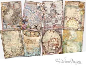 Steampunk Cards Victorian Technology Cards Printable Cards Steampunk Junk Journal Embellishments Printable Steampunk Scrapbooking 002652