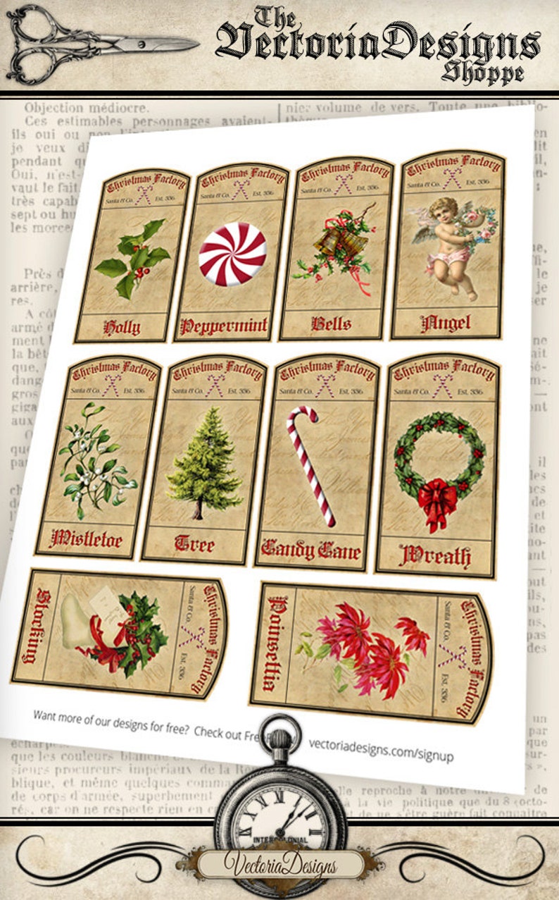 Christmas Apothecary Labels, Printable Christmas Labels, Christmas In July Clip Art, Santa Labels, Christmas Decor, Summer Christmas 001253 image 2