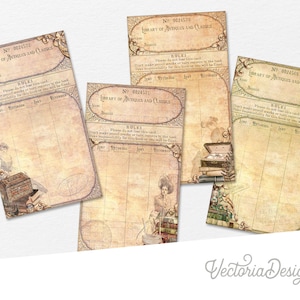 Antiques & Classics Library Cards, Printable Library Cards, Junk Journal Embellishments, Scrapbooking, Library Journal, Printables - 002759