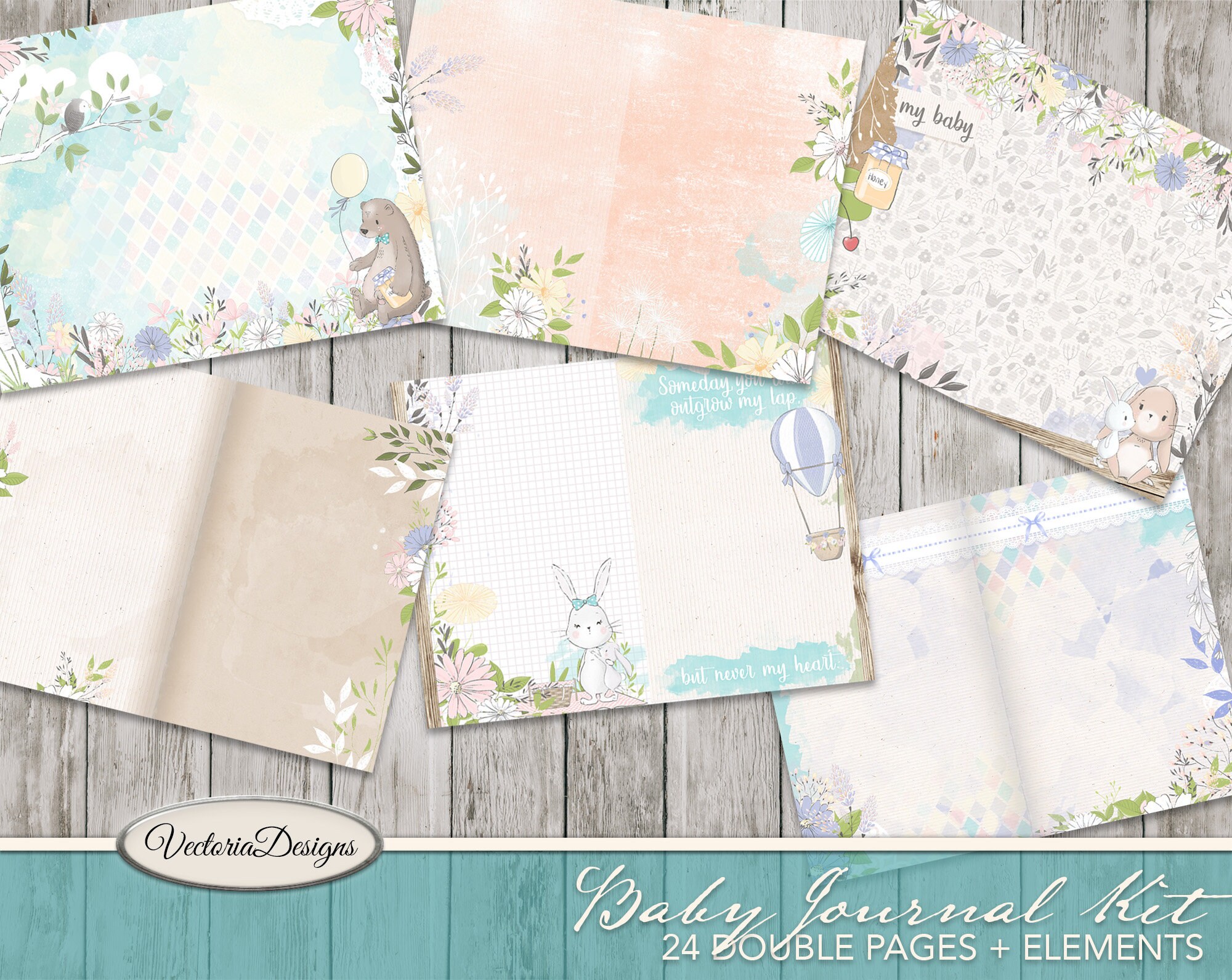 Download Baby Journal Kit, Pastel Digital Paper Pack, Scrapbooking ...