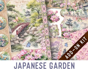 Japanese Garden Junk Journal Kit Small ADD-ON, Printable Junk Journal Pages Journal Kit Craft kits Vintage Junk Journal 003456