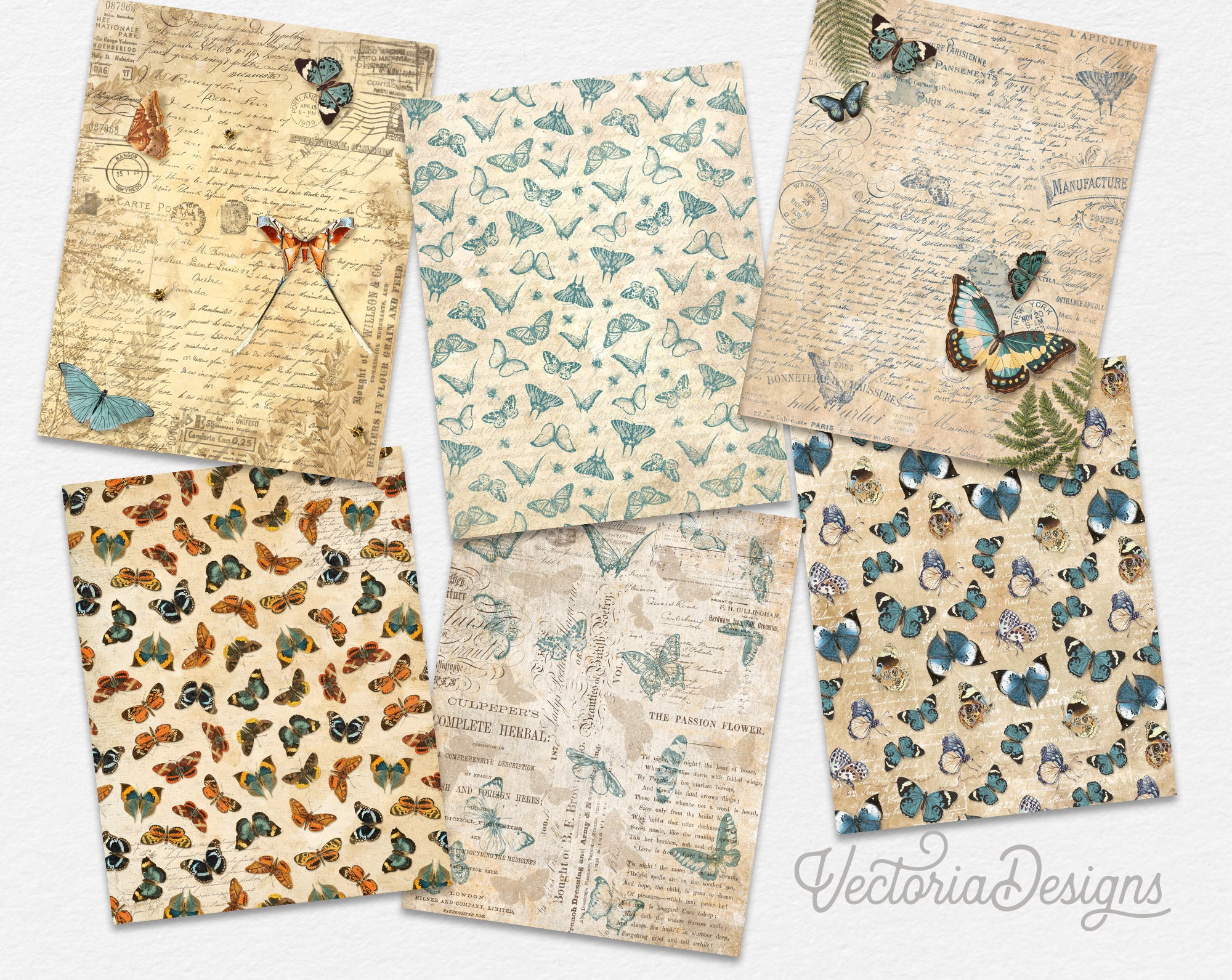 4X Vintage Paper Pad Butterfly English Newspaper Scrapbooking Junk Journal  Craft