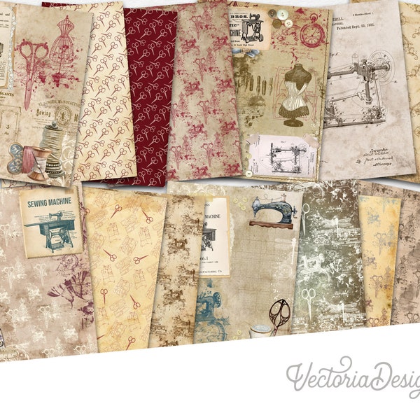 Mad About Nähpapier Pack, Nähpapier, Druckbare Journal Notes, Digitale Bastelpackung, Scrapbook Paper Pack, Digitales Papier 002052