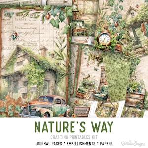 Nature's Way Junk Journal Kit, Nature Crafting Printables Nature Embellishments Printable Nature Paper Nature Junk Journal Nature 003377