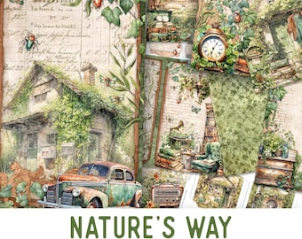 Nature's Way Junk Journal Kit, Nature Crafting Printables Nature Embellishments Printable Nature Paper Nature Junk Journal Nature 003377