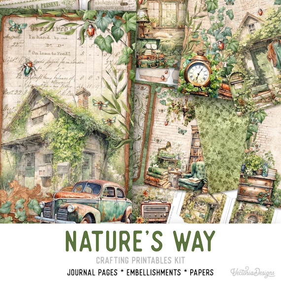 Nature Junk Journal Kit (Standard) - Printable Pages, Papers and Embellishments for Crafting - 003377