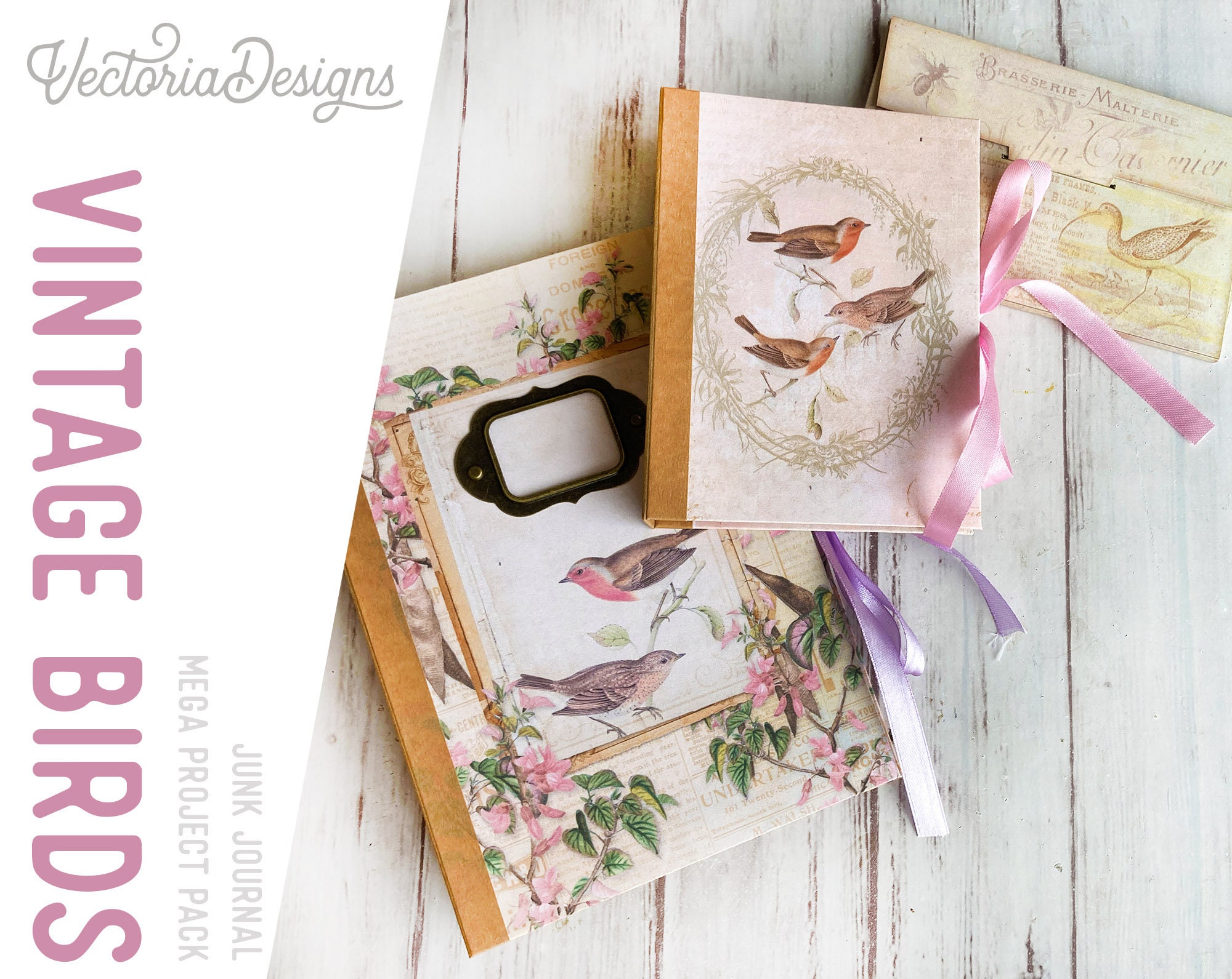 Vintage Birds MEGA Junk Journal Kit, Junk Journal Printables, Digital