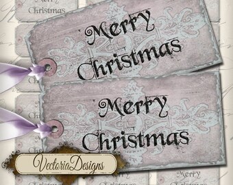 Marry Christmas Tags, Printable Christmas Tags, Vintage Christmas Tags, Digital Christmas Tags, Christmas Decoration, Xmas TagsVD0218