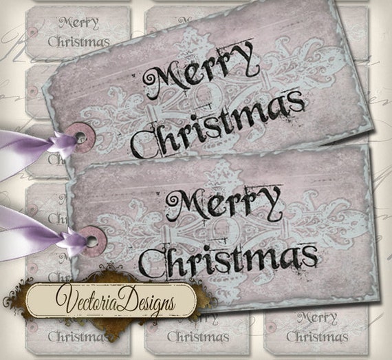 Merry Christmas Tags Labels instant download printable images | Etsy