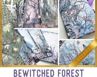 Bewitched Forest Junk Journal Kit DELUXE, Halloween Crafting Printables Kit Halloween Versieringen Afdrukbare Paper Craft Tutorial 003489