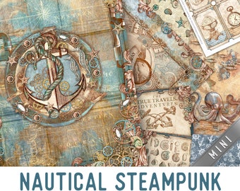 Nautical Steampunk MINI Crafting Printables Kit Nautical Junk Journal Embellishments Printable Paper Craft Kits Journal Tutorial 002938