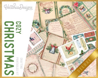 Cozy Christmas DELUXE Crafting Printables Kit, Christmas Junk Journal, Christmas Embellishments, Printable Journal, Christmas Paper - 002792
