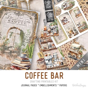 Coffee Bar Junk Journal Kit MINI, Coffee Crafting Printables Kit Coffee Embellishments Coffee Junk Journal Craft Kits Coffee Journal 003194