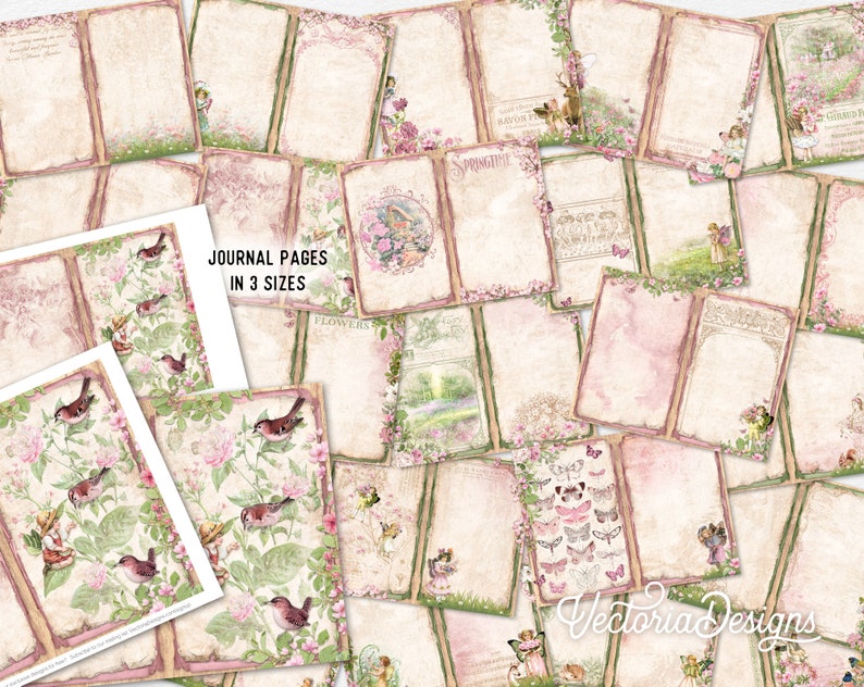 Spring Fairies DELUXE Crafting Printables Kit, Fairy Junk Journal, Fairy Embellishments, Spring, Printable Journal, Journal Spring 002923 image 3