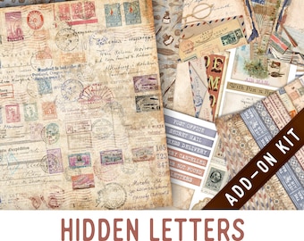 Hidden Letters Junk Journal Kit ADD-ON, Printable Junk Journal Pages Printable Junk Journal Kit Craft kits Vintage Junk Journal 003343