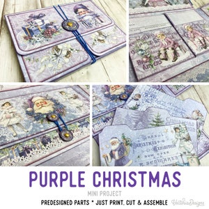 Purple Christmas Mini Project Crafts Library Cards Folio Christmas Booklet Craft Kit Folio Kit Junk Journal Add On Printable Craft 003172