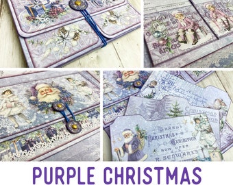 Purple Christmas Mini Project Crafts Library Cards Folio Christmas Booklet Craft Kit Folio Kit Junk Journal Add On Printable Craft 003172