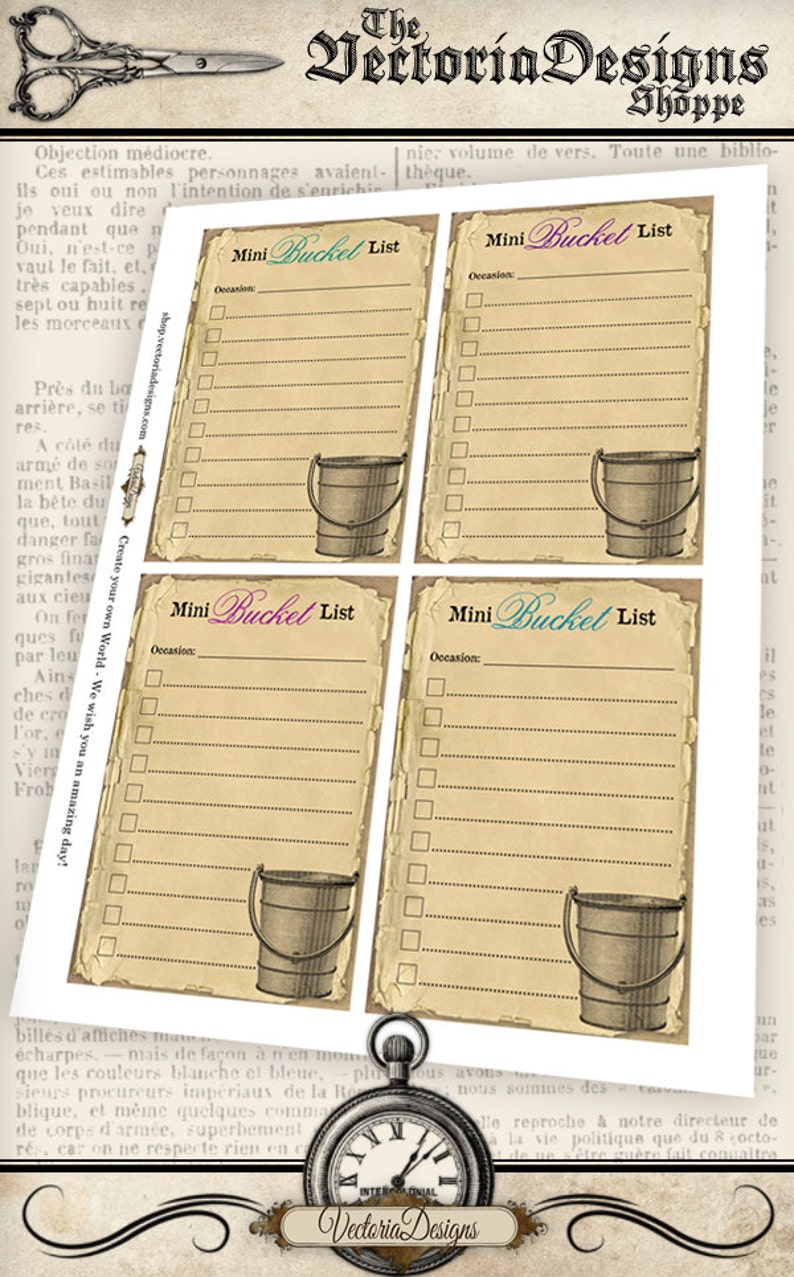 Printable Bucket List Cards cards printable paper craft art hobby crafting scrapbooking instant download digital collage sheet 001079 image 2