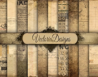 Shabby Elegant Paper, Digital Papers, Decorative Paper, Ephemera Steampunk Paper, Grunge Paper, Scrapbook Paper, Paper Craft, Instant 000432