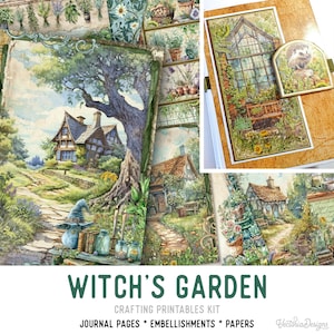 Witch Garden Junk Journal Kit, Herbal Witch Crafting Printables Kit Crafting Garden Embellishments Printable Crafts Paper Tutorial 003547
