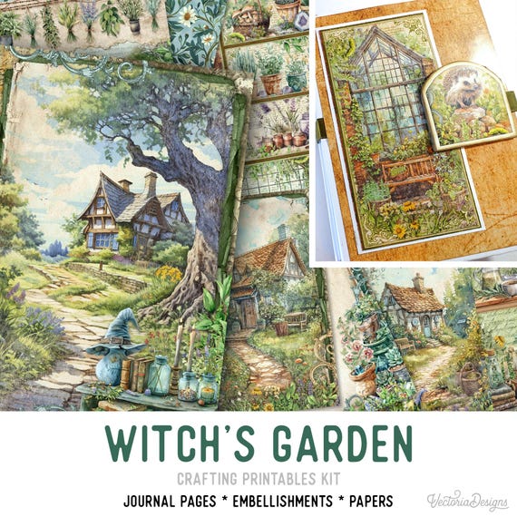 Witch's Garden Junk Journal Kit (Standard) - Printable Pages, Papers and Embellishments for Crafting - 003547