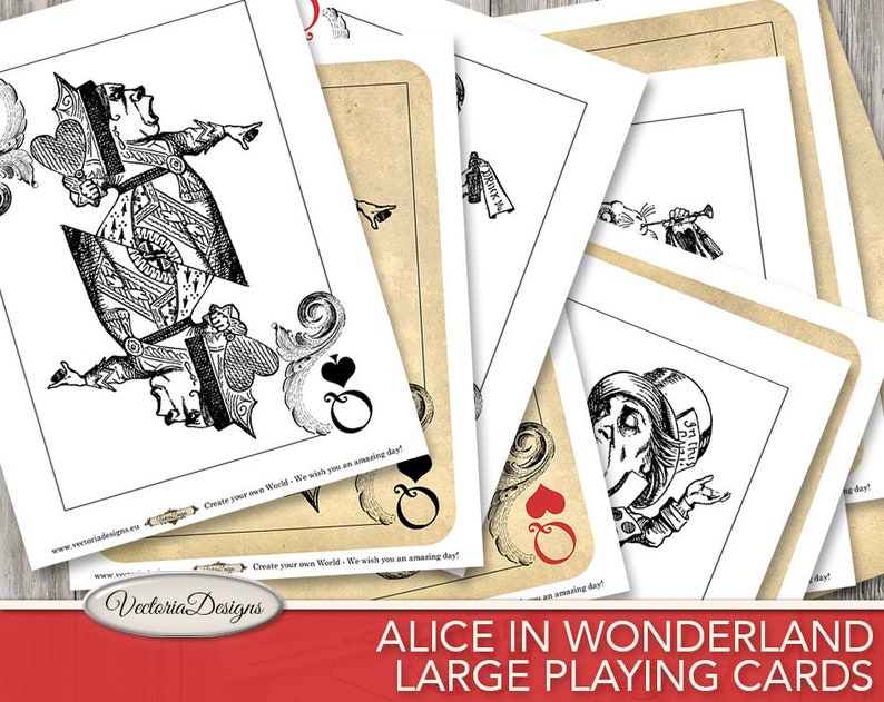 Large Alice In Wonderland Playing Cards, Alice In Wonderland Decor, Printable Cards, Digital Cards, Wonderland Art, Digital Prints 000603 image 7