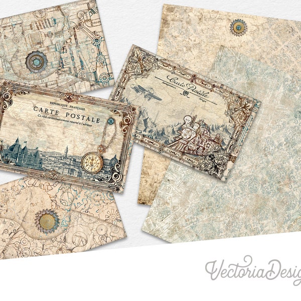 Steampunk Envelopes Printable Envelopes Printable Steampunk Writing Paper Junk Journal Embellishments Ephemera Steampunk Scrapbook 002654