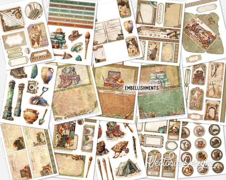 Archaeology Junk Journal Kit DELUXE - Printable Pages, Papers and ...