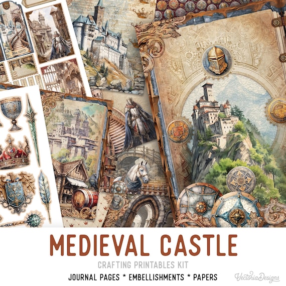 Medieval Castle Junk Journal Kit (Standard) - Printable Pages, Papers and Embellishments for Crafting - 003322