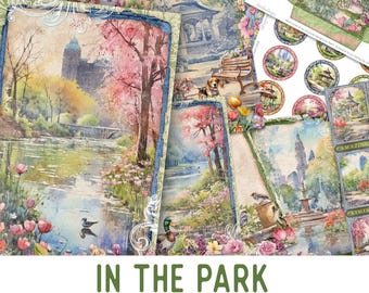 In the Park Junk Journal Kit, Park Crafting Printables Park Embellishments Printable Paper Park Vintage Park Junk Journal Summer Park 003531