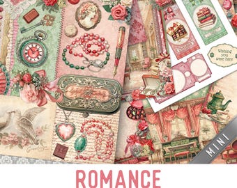 Romance Junk Journal Kit MINI, Romance Crafting Printables Valentine Embellishments Printable Love Paper  Love Junk Journal Love 003646