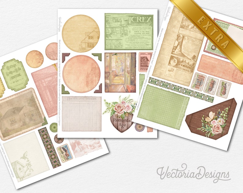 Journal cottage confortable, imprimables de planificateur vintage, kit de journal indésirable, journal éphémère, journal de scrapbooking, journal Cottagecore 002237 image 10