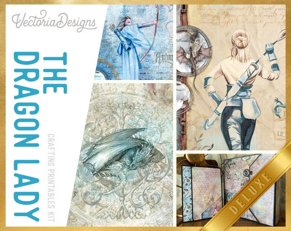 Dragon Lady Junk Journal Kit (DELUXE) - Printable Pages, Papers and Embellishments for Crafting - 002701