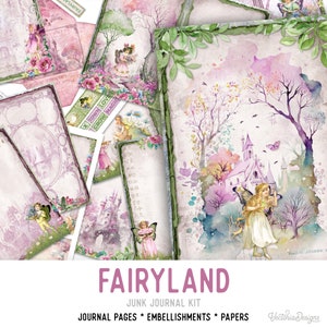 Fairyland Junk Journal Kit Fairy Printable Junk Journal Kit Fairies Embellishments Fairy Junk Journal Papers Fairies DIY Craft kit - 002905