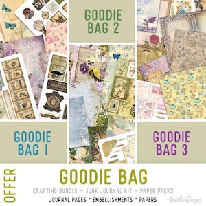 Goodie Bag Premium Offer, Crafting Printables, Craft Kits, Junk Journal Printables in Several Themes - 002848