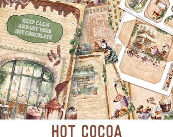 Hot Cocoa Junk Journal Kit, Printable Junk Journal Kit Chocolate Embellishments Junk Journal Chocolate Papers Chocolate Craft Kit 003139