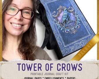 Tower of Crows Junk Journal Kit (DELUXE) - Halloween Printable Journal Pages, Embellishments & Papers - 004112