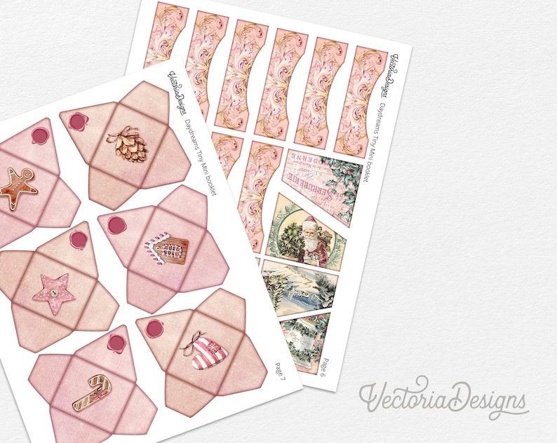 Pink Christmas Tiny Mini Booklet Mini Project Booklet Craft Kit Folio ...