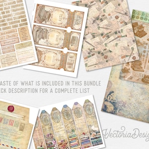 Creative Writing DELUXE MEGA Crafting Bundle, Writer, Vintage Books, Printable Paper Pack, Embellishments, Junk Journal, Craft Kits 002690 image 3