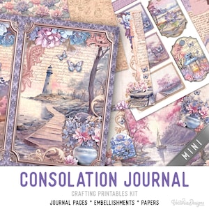 Consolation Journal Junk Journal Kit MINI, Solace Journal Crafting Printables Kit Solace Embellishments Printable Paper Craft 003577