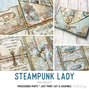 Steampunk Lady Mini Project Folio Craft Kit Vacation Crafts Steampunk Craft Kit Journal Printable Craft kits Printable Gift Handmade 002813