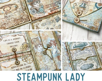 Steampunk Lady Mini Project Folio Craft Kit Vacation Crafts Steampunk Craft Kit Journal Printable Craft kits Printable Gift Handmade 002813