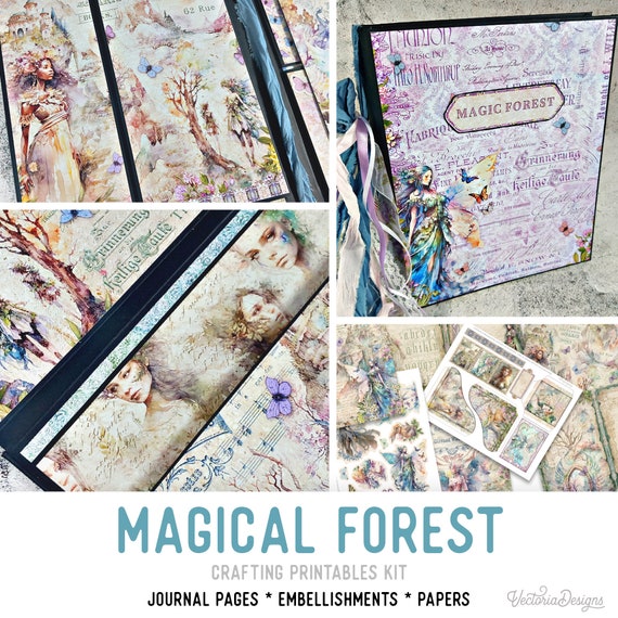 Magical Forest Junk Journal Kit (Standard) - Printable Pages, Papers and Embellishments for Crafting - 002985