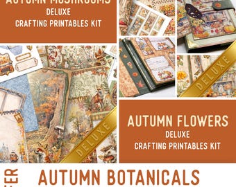 Autumn Botanicals DELUXE Offer, Printables Printable Papers Junk Journal kit Journal Pages Ephemera 003843
